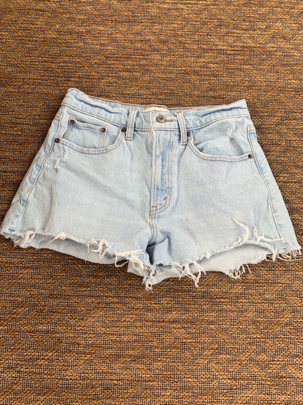 Abercrombie & Fitch Light Blue Distressed Denim Cutoff Shorts